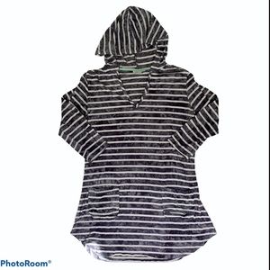 Blue Caribbean white and blue striped hood dress